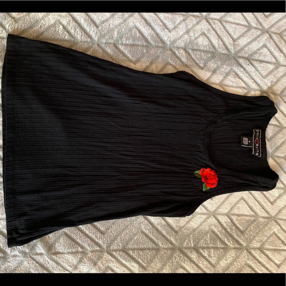 Black tank top with red rose